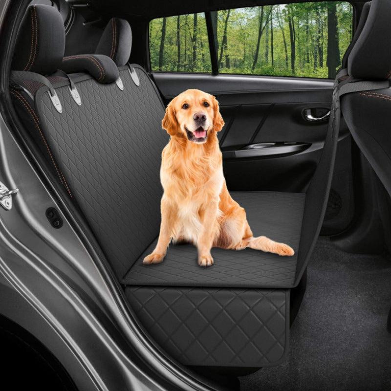 Dog Car Seat Cover with Mesh Window – Waterproof Pet Hammock Protector for Rear Back Seat, Zipper & Storage Pocket for Safe Travel