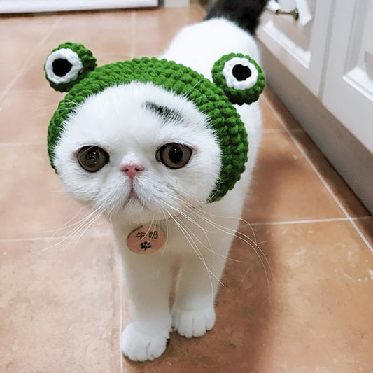 Cartoon Cross-Dressing Dog & Cat Woolen Hat – Funny Pet Headgear