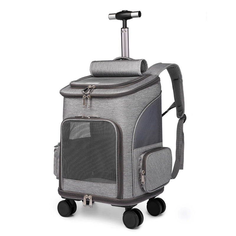 Portable Pet Backpack with Wheels – Travel Cat & Dog Carrier