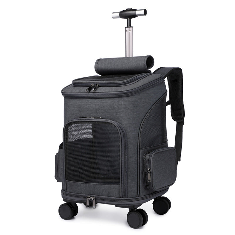 Portable Pet Backpack with Wheels – Travel Cat & Dog Carrier