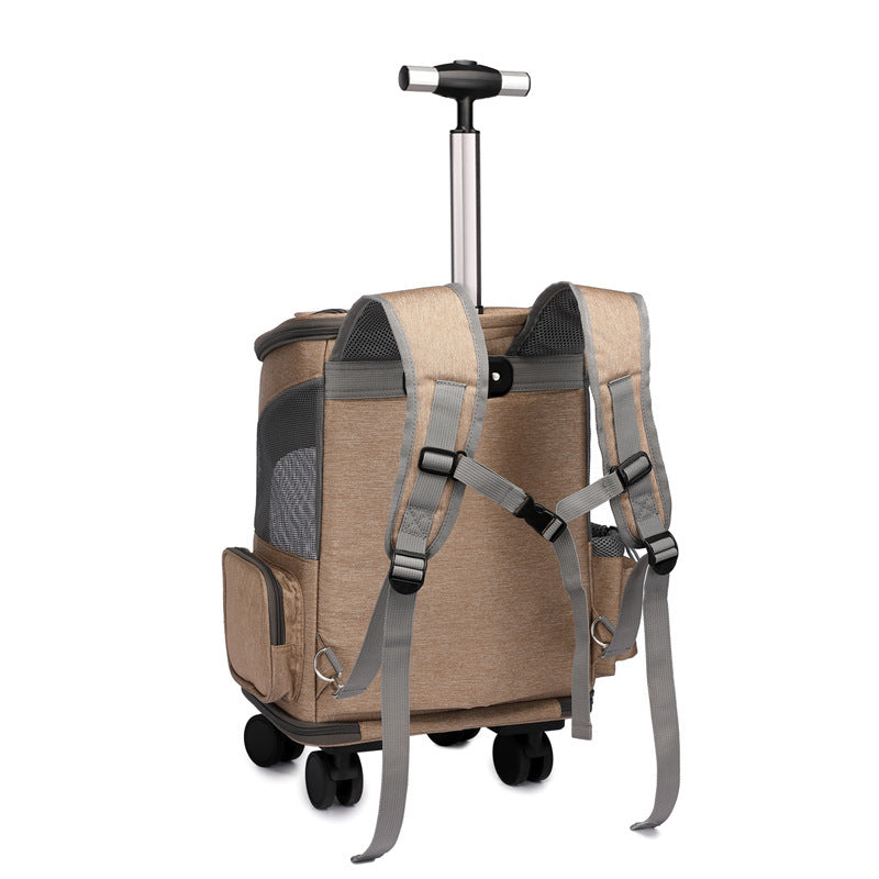 Portable Pet Backpack with Wheels – Travel Cat & Dog Carrier