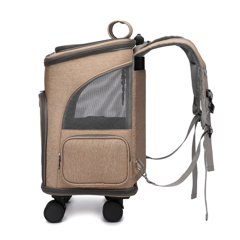 Portable Pet Backpack with Wheels – Travel Cat & Dog Carrier