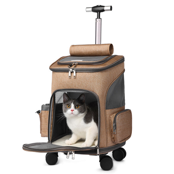 Portable Pet Backpack with Wheels – Travel Cat & Dog Carrier