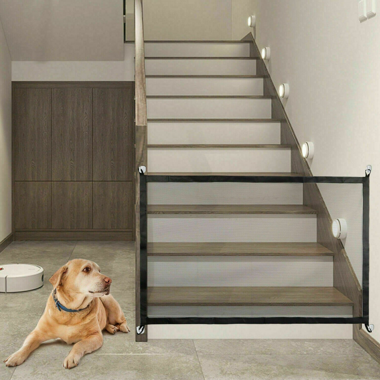 Portable Safety Gate for Pets & Babies – Mesh Guard for Doors & Stairs