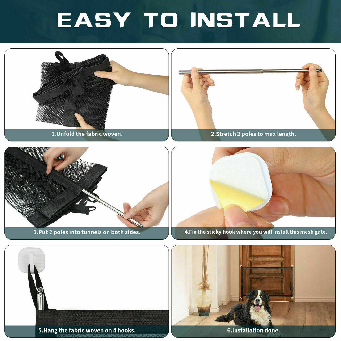 Portable Safety Gate for Pets & Babies – Mesh Guard for Doors & Stairs