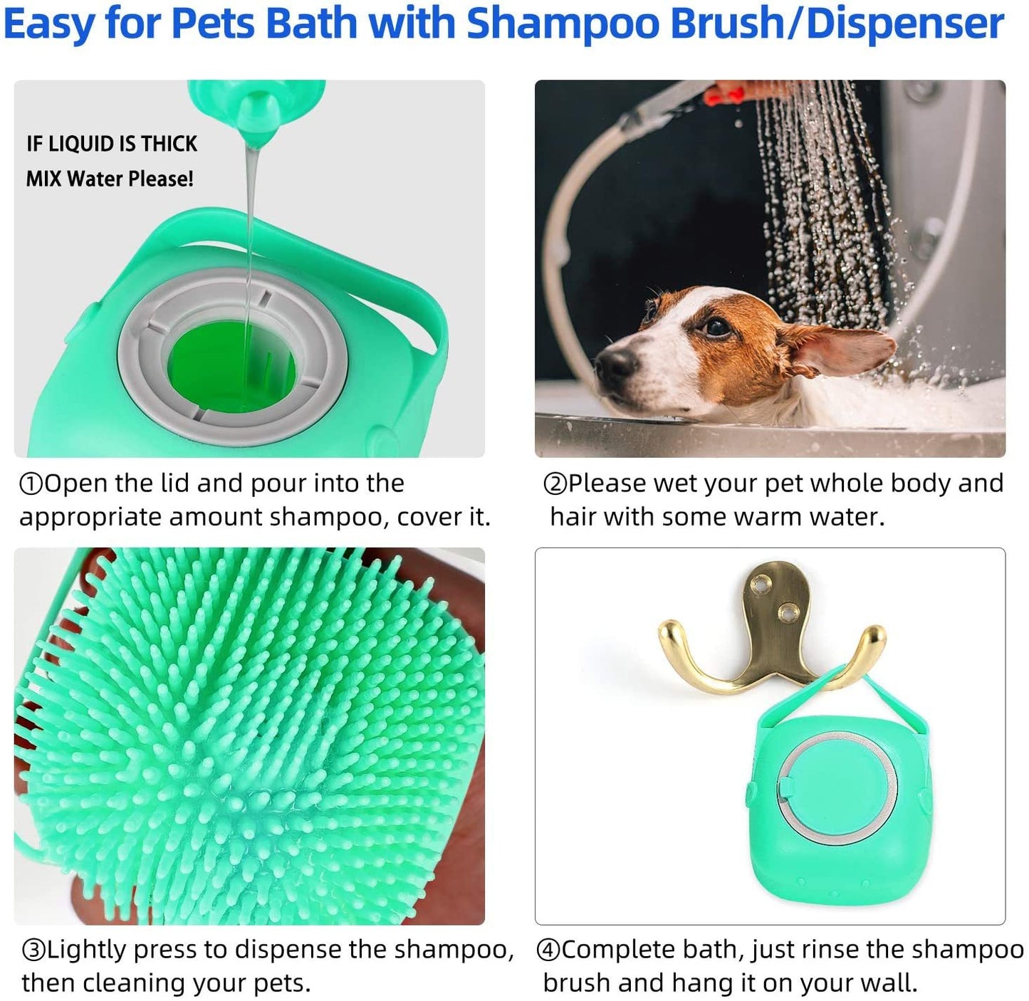 Pet Dog Shampoo Massager Brush – Soft Silicone Bathing Comb for Cats & Dogs, Grooming Scrubber for Short Hair