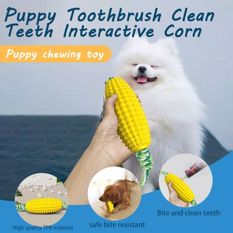 Puppy Toothbrush Corn Chew Toy – Durable Dog Toy for Aggressive Chewers