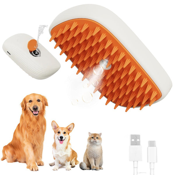 USB Rechargeable Pet Steam Brush | Cat & Dog Grooming Comb