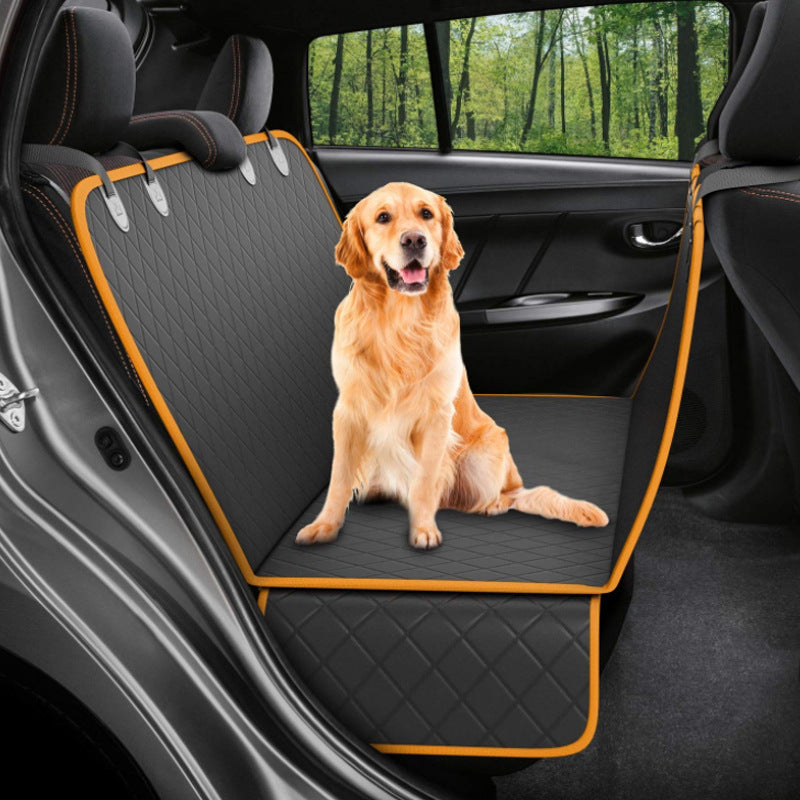 Dog Car Seat Cover with Mesh Window – Waterproof Pet Hammock Protector for Rear Back Seat, Zipper & Storage Pocket for Safe Travel