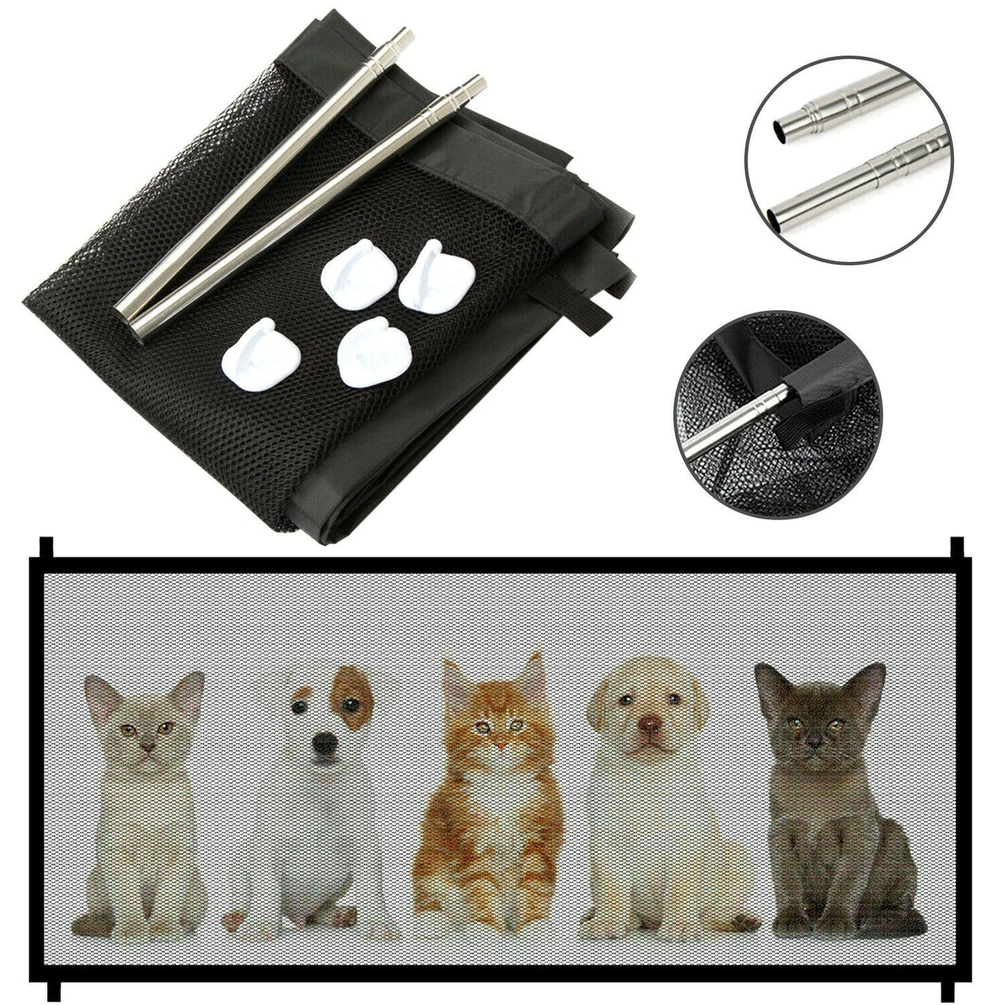 Portable Safety Gate for Pets & Babies – Mesh Guard for Doors & Stairs