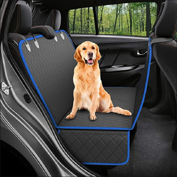 Dog Car Seat Cover with Mesh Window – Waterproof Pet Hammock Protector for Rear Back Seat, Zipper & Storage Pocket for Safe Travel