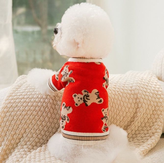 Dog & Cat Sweater | Preppy Striped V-Neck Winter Vest