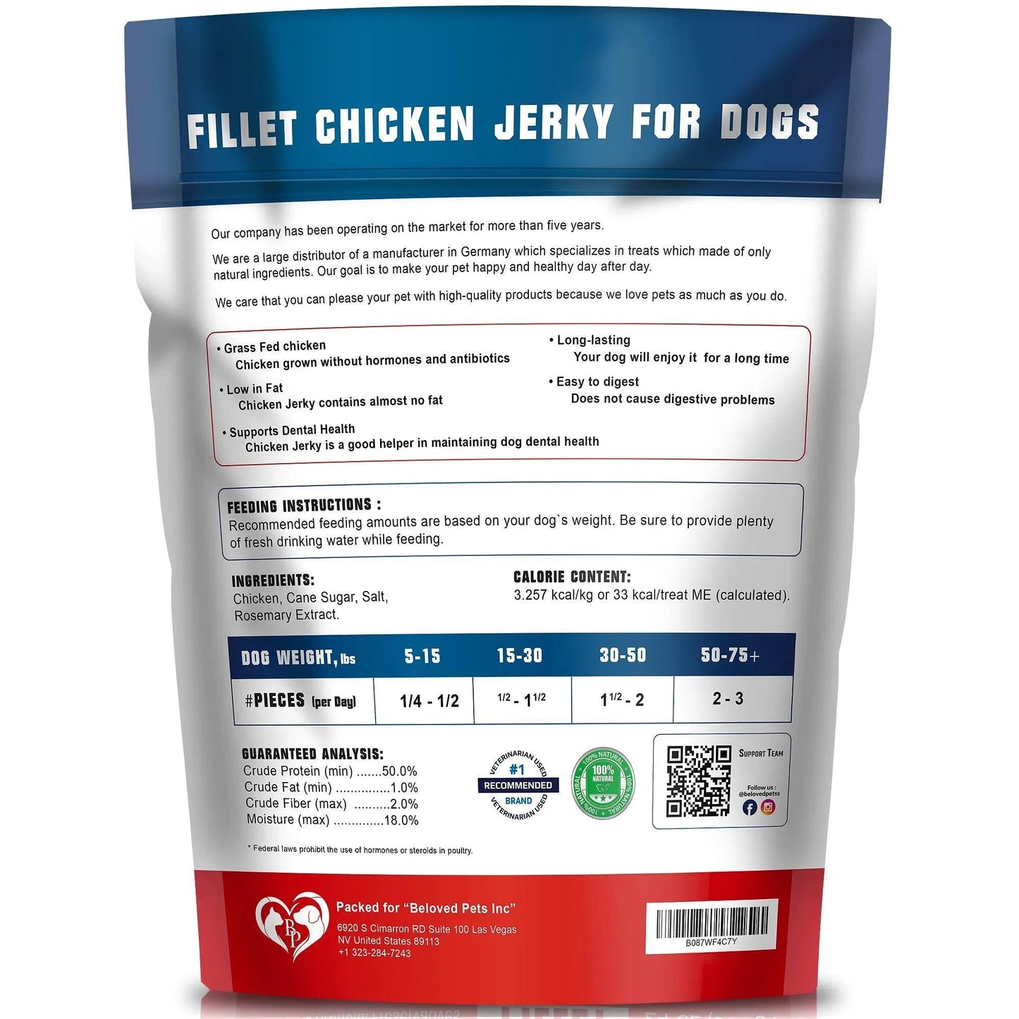 Chicken Jerky Dog Treats – 1.5 lb Grain-Free, Human Grade & High Protein