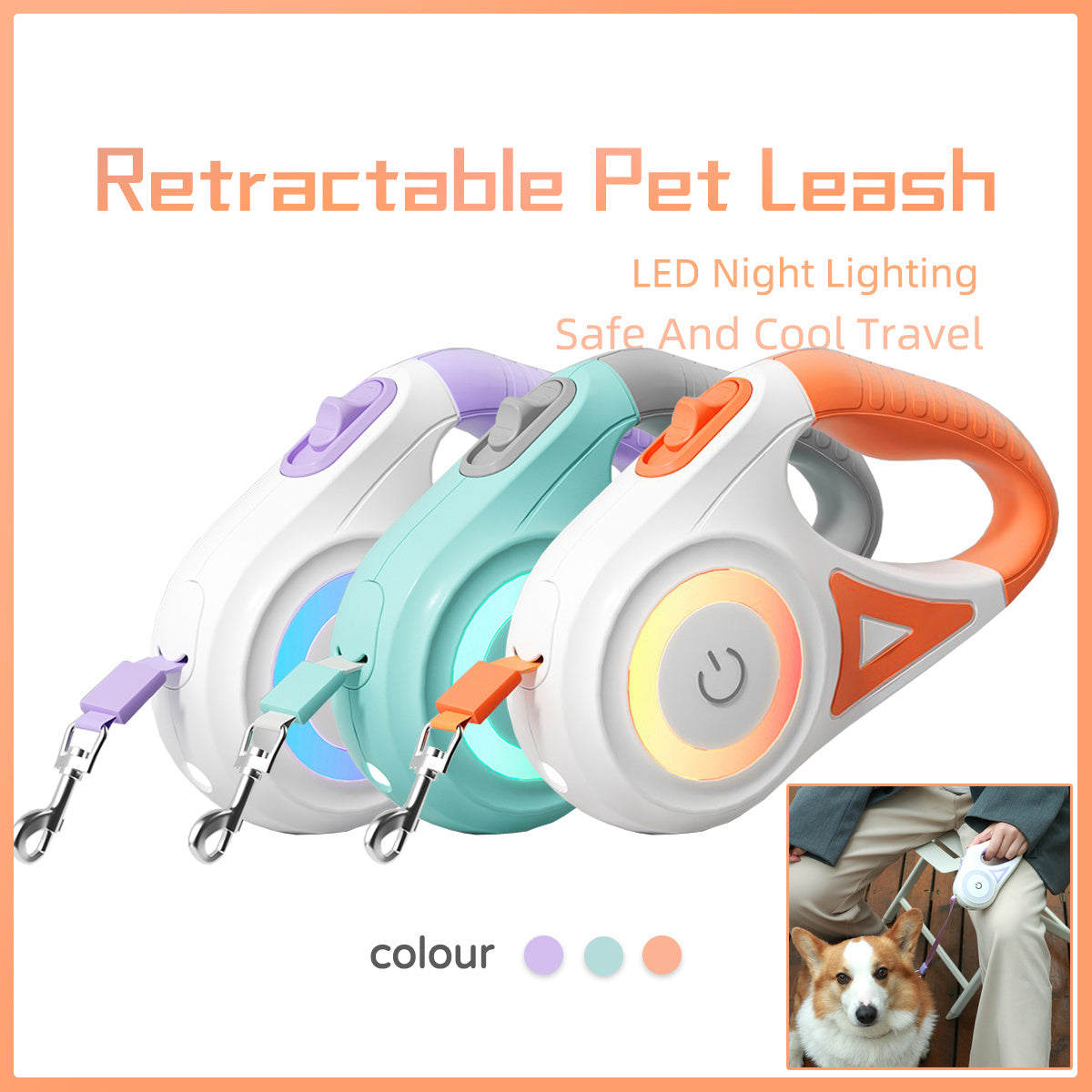 Retractable Dog Leash & Collar UK | Automatic LED Pet Rope | The Petorium