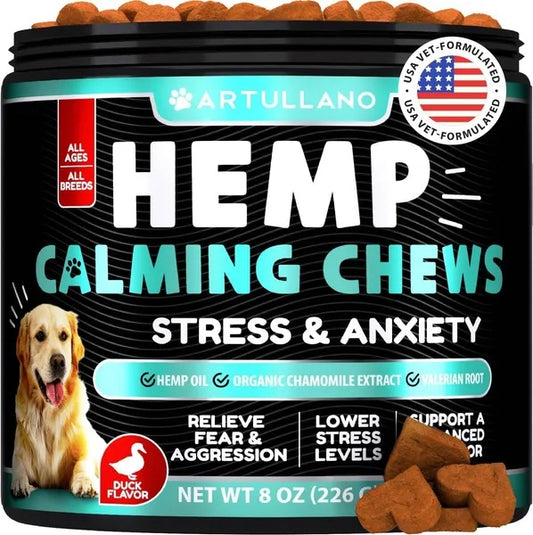 Hemp Calming Chews for Dogs – Anxiety & Joint Support, 120 Treats