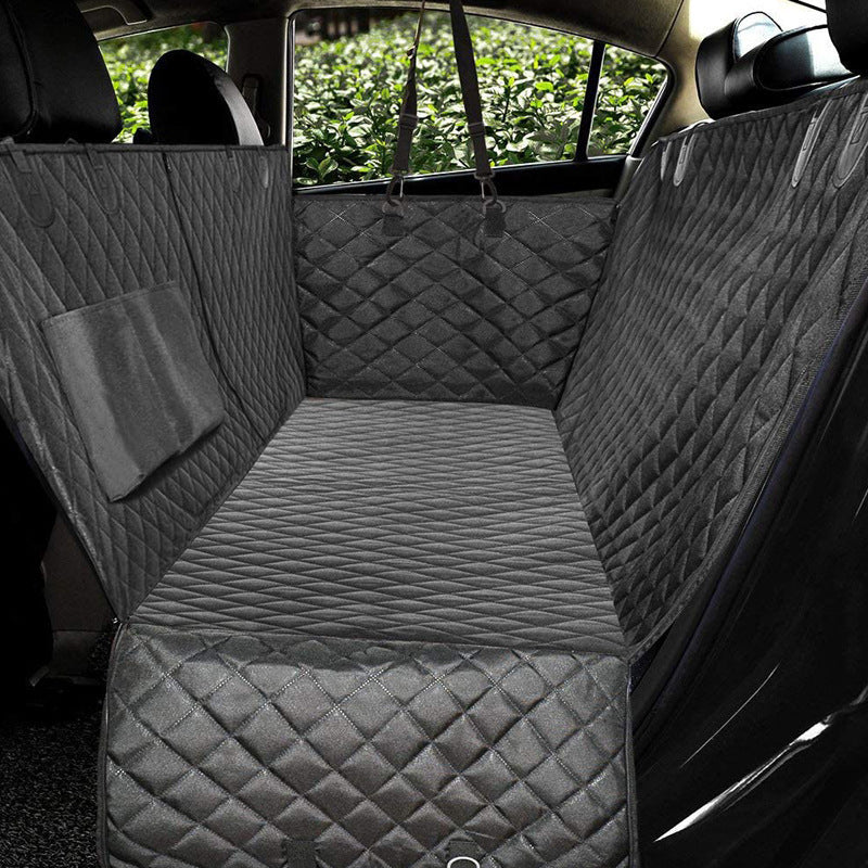 Dog Car Seat Cover with Mesh Window – Waterproof Pet Hammock Protector for Rear Back Seat, Zipper & Storage Pocket for Safe Travel