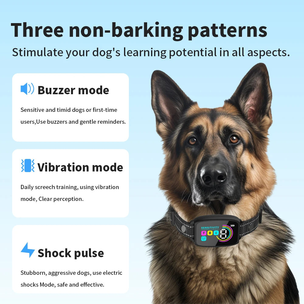 Smart Automatic Anti Barking Dog Collar – Rechargeable, Waterproof & HD Display