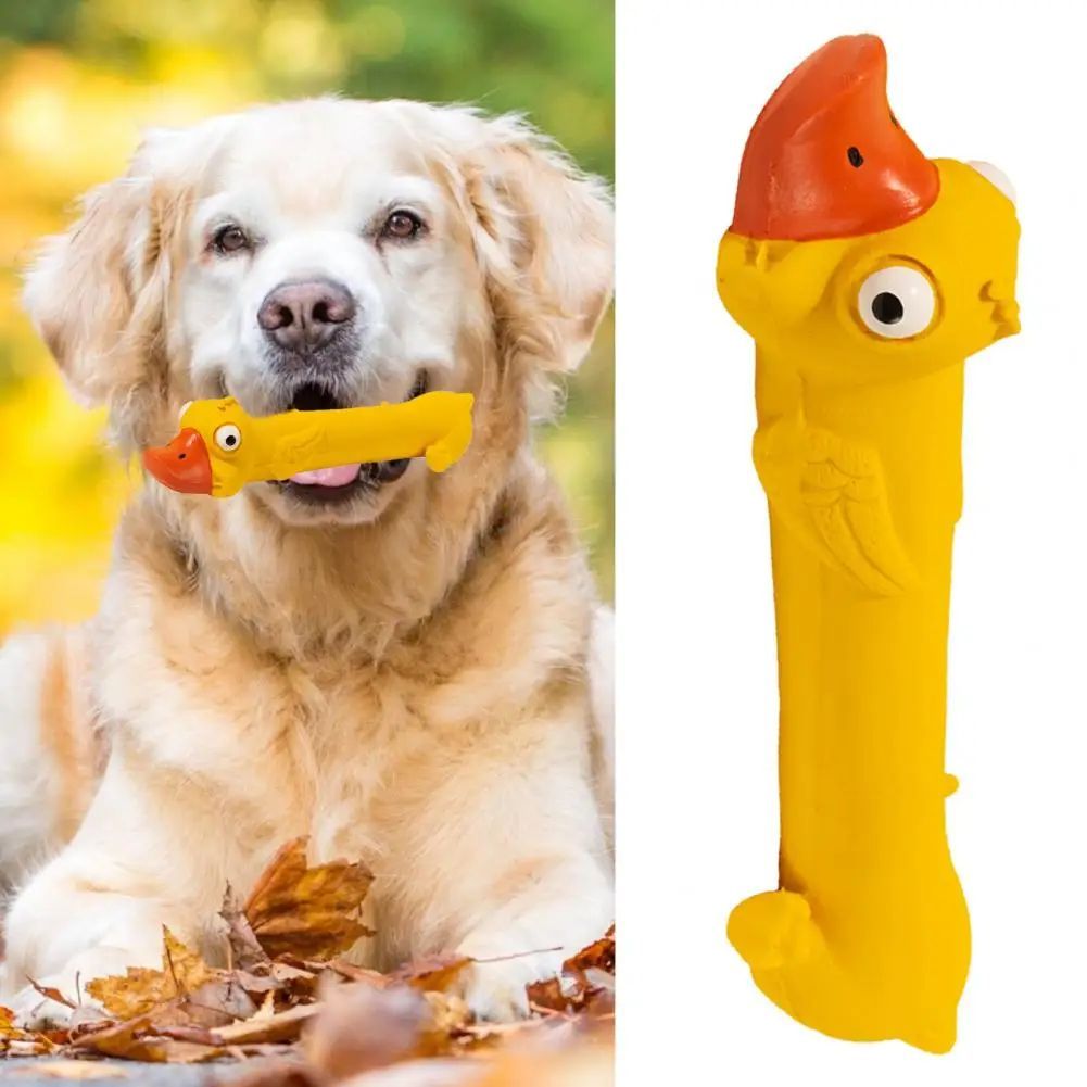 Teeth Grinding Latex Dog Toy | Yellow Duck Squeaky Chew Toy UK