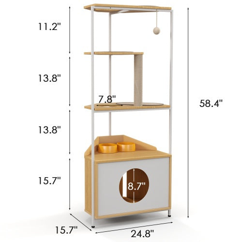 Cat Apartment with Feeding Station & Climbing Platform | Indoor Pet Furniture